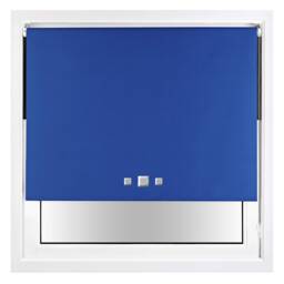 FURNISHED Blackout Roller Blind with Triple Square Eyelets Easy Fit Window Shade Blue Blue (W) 60cm x (L) 165cm