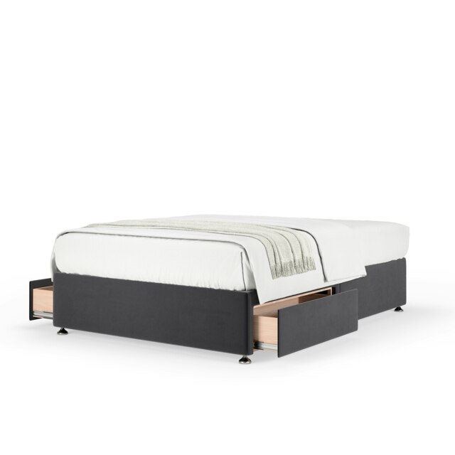 Super Ortho Orthopaedic Graphite Plush Velvet 2 Drawer Divan Set Single