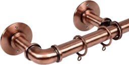 Lister Cartwright 25mm Antique Copper Industrial Pipe Extendable Curtain Pole Heavy Duty Metal Curtain Rod with Rings(70-120 cm)