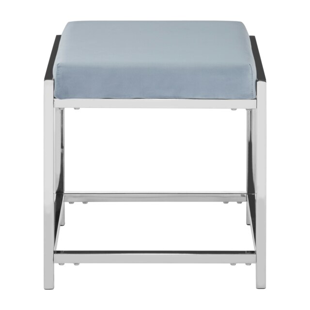 Allure Powder Blue Velvet And Silver Stool Blue