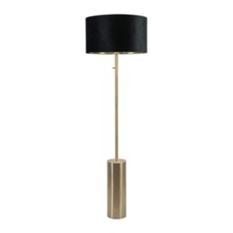 ValueLights Lexy Antique Brass Dimmable Floor Lamp Black Velvet Gold Shade and Bulb