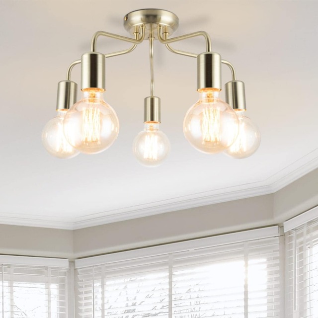 COSYLYTE Fraser 5 Light Modern Metal Ceiling Flush Light - Brushed Brass Gold Brushed Brass 1