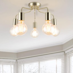 COSYLYTE Fraser 5 Light Modern Metal Ceiling Flush Light - Brushed Brass Gold Brushed Brass 1