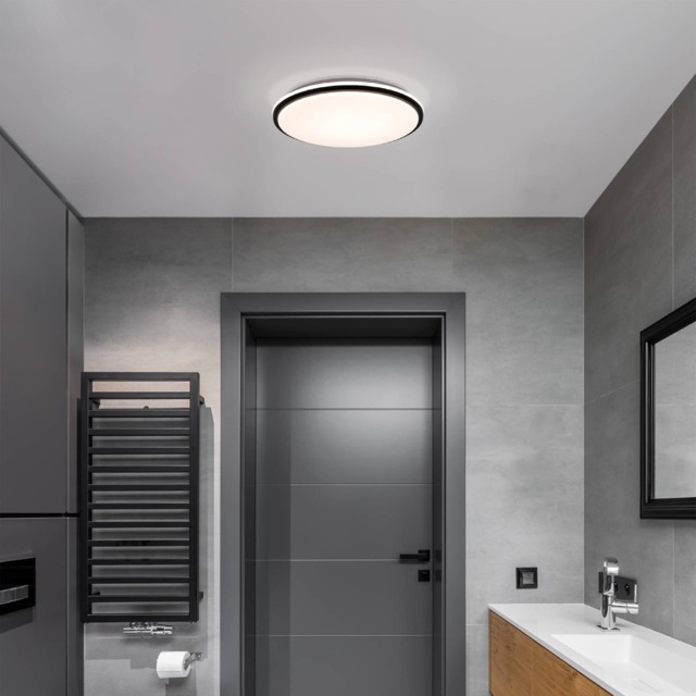 EGLO Pinetto LED White/Black Circular Steel Minimalist Ceiling Light