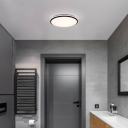 EGLO Pinetto LED White/Black Circular Steel Minimalist Ceiling Light