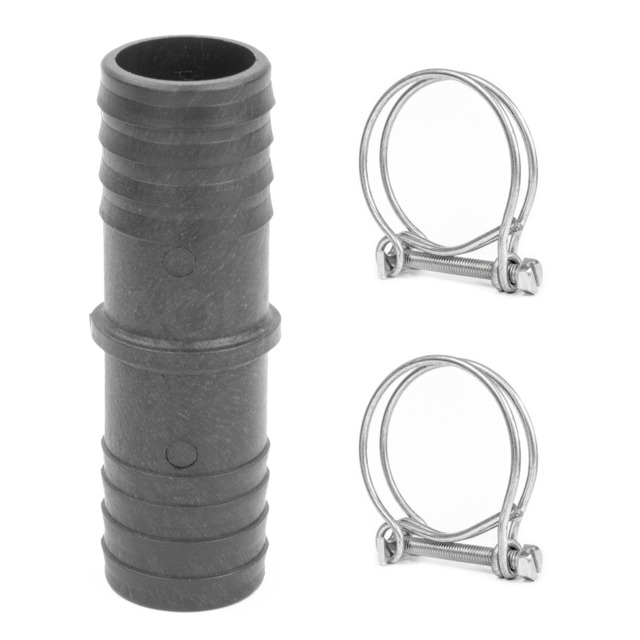 Pisces Inline Pond or Garden Barbed Hose Joiner 25mm - 25mm 1-1 inch with 2x hose clips