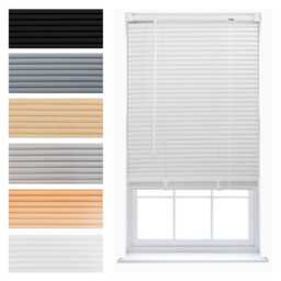 FURNISHED Modern PVC Venetian Blinds Durable Window Blinds for Homes and Offices White White (W) 160cm x (L) 150cm