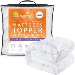 Slumberdown Sleep Soundly Climate Control Mattress Topper, 2.5cm, Single White Single