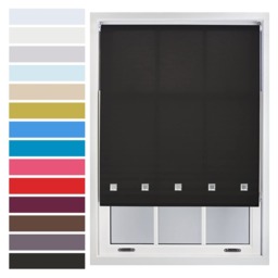 FURNISHED Roller Blinds with Square Eyelets and Metal Fittings Made to Measure Sheer Window Blind Black Black (W) 60cm x (L) 210cm