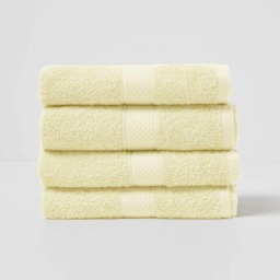 Homescapes Turkish Cotton Hand Towel Set of 4 - Yellow Yellow Hand towel 4