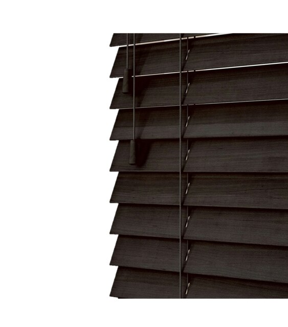75cm Dark Brown Oak Wooden Venetian Blinds With Strings (130cm drop) Brown Brown