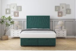 "Sloomy Somerset Emerald Plush Ottoman Bed Base With 26"" Strutted Headboard 2'6 Small Single Green Emerald Small Single 1"