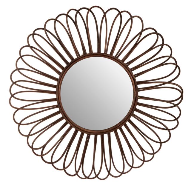 Batu Rattan Black Circular Wall Mirror