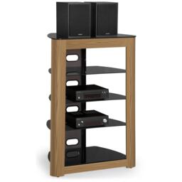 Centurion Supports Zinnia Black with Oak Fascia 5-Shelf Flat Screen TV, Hi-Fi, AV Rack, Media Stand, Entertainment Unit Brown Black 1