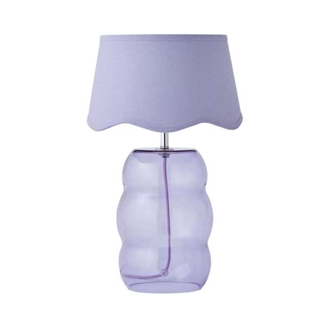 ValueLights Lolly Lilac Glass Bubble Table Lamp Scallop Shade