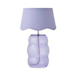 ValueLights Lolly Lilac Glass Bubble Table Lamp Scallop Shade