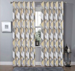 Printed Marble Curtains in Ochre, 167cm x 137cm Yellow Yellow
