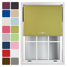 FURNISHED Blackout Roller Blinds with Triple Square Eyelets Cut to Size Easy Fit Window Shade Green Green (W) 180cm x (L) 165cm
