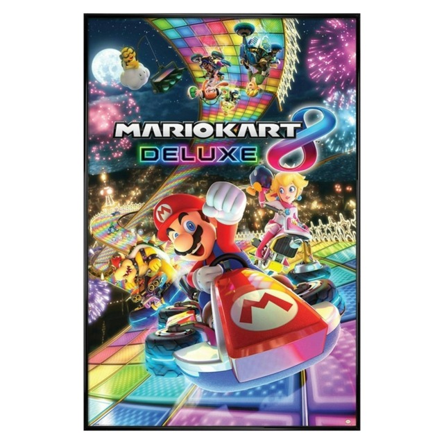 Gloss Black Framed Mario Kart 8 Deluxe Maxi Poster Multi