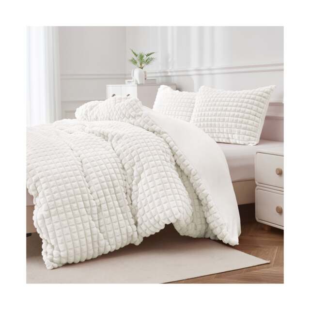Ezysleep Super Soft Luxury Faux Fur Box Duvet Cover Plush Winter Bedding Cream Cream