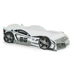 Stream White and Grey High Gloss Race Car Bed - Small Single (90cm)