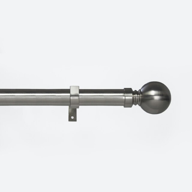 Metal Eyelet Extendable Curtain Pole, Ball Finials 70-120cm Chrome Brushed Chrome