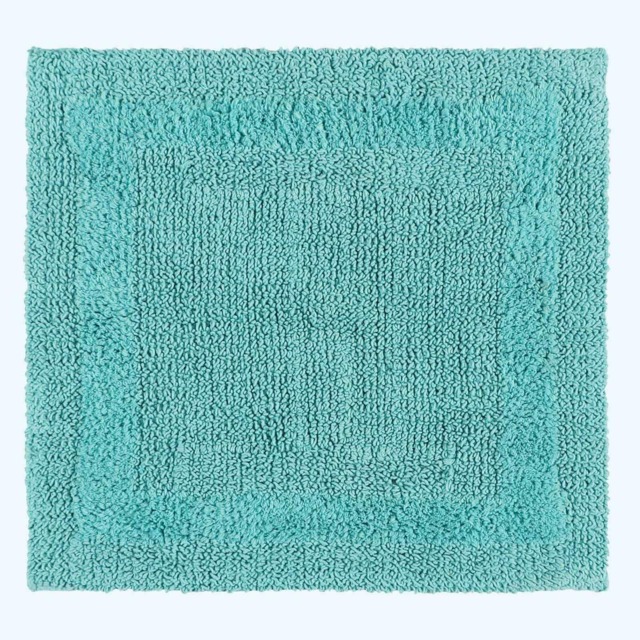 Homescapes Luxury Reversible Cotton Shower Mat - Aqua Blue Aqua