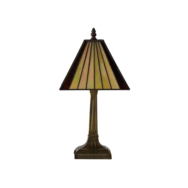 ValueLights Tiffany Stained Glass Shade Antique Brass Table Lamp Multi