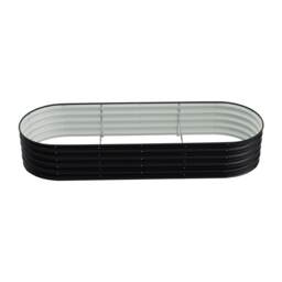Living and Home 2.4m Gardens Bed Oval-Shaped Galvanized Steel Garden Planter With Plant Support Trellis, Black Black 240cm W x 80cm D x 42cm H