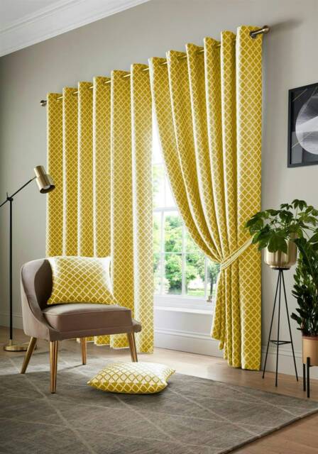 Wold Ring Top Lined Curtains - 117cm x 229cm - Ochre
