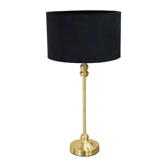 ValueLights Maggie Gold Candlestick Table Lamp Black Velvet Shade and Bulb