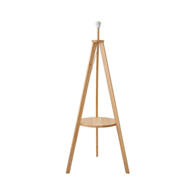 ValueLights Morrigan Wooden Tripod Floor Lamp Base with Shelf Brown