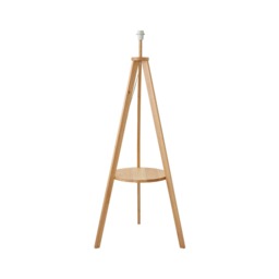 ValueLights Morrigan Wooden Tripod Floor Lamp Base with Shelf Brown
