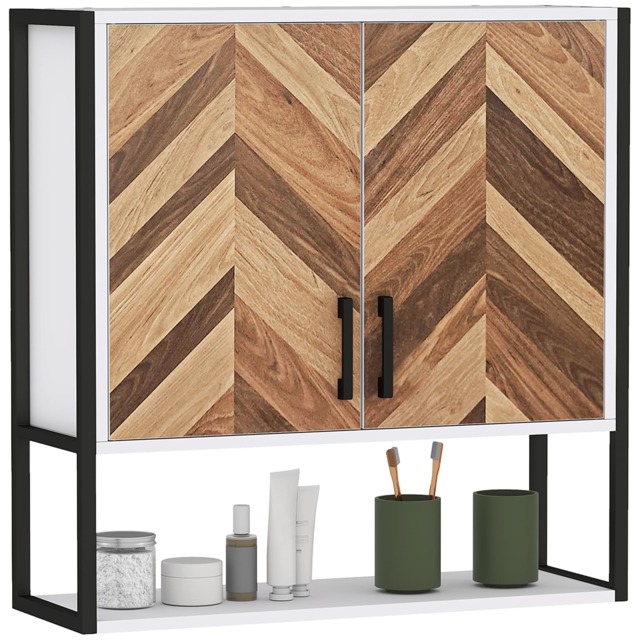 HOMCOM Bathroom Cabinet Wall Mounted, Bathroom Wall Cabinet Medicine Cabinet with 2 Doors, Adjustable Shelf, Walnut Brown Walnut brown