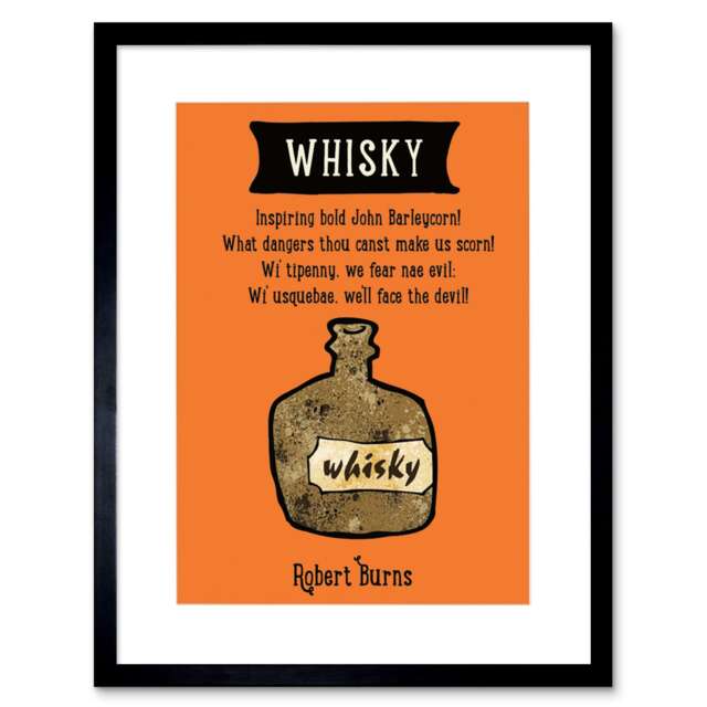 Whisky Robert Burns Bottle Scotland Usquebae Poem Framed Wall Art Print