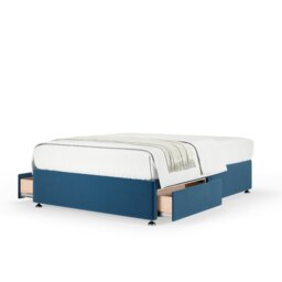 Super Ortho Orthopaedic Blue Plush Velvet 2 Drawer Divan Set Small Double