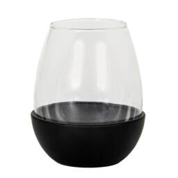 Neris Medium Candle Holder with Glass Goblet - L11 x W11 x H14 cm - Black