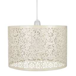 Moroccan Designed Cream Metal Pendant Light Shade with Floral Decoration Cream Cream 1