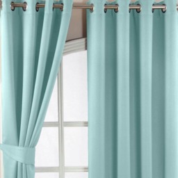 Homescapes Pastel Blue Herringbone Chevron Blackout Thermal Curtains Pair Eyelet Style - 90x72 Inches Blue Pastel Blue