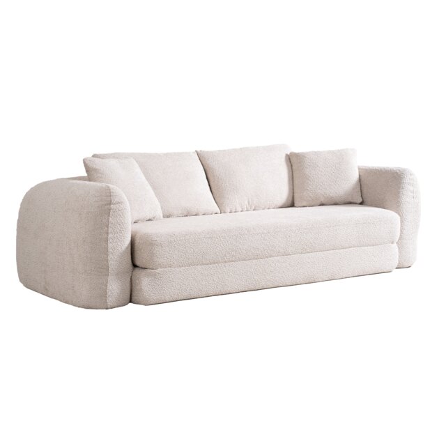 Indoor Pull‑Out Loveseat Sofa Bed with Lamb Fleece Fabric, 30D Foam