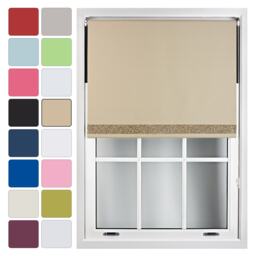 FURNISHED Blackout Roller Blinds with Gold Glitter Trim Made to Measure Brown Cappuccino (W) 150cm x (L) 165cm