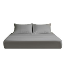 Microfibre Soft Touch Fitted Sheet 25cm Skirt Plain Dyed Bed Linen Silver Silver Super King