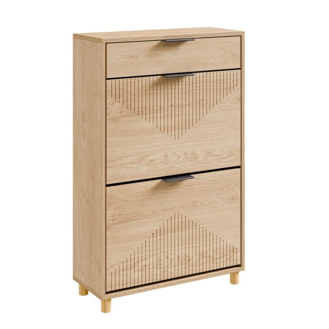 SoBuy FSR212-N,Slim Shoe Storage Cabinet with 1 Drawer & Flip-Down Doors Brown Light Oak 1