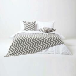 Homescapes Grey Chevron Cotton Knitted Throw - 130 x 170 cm