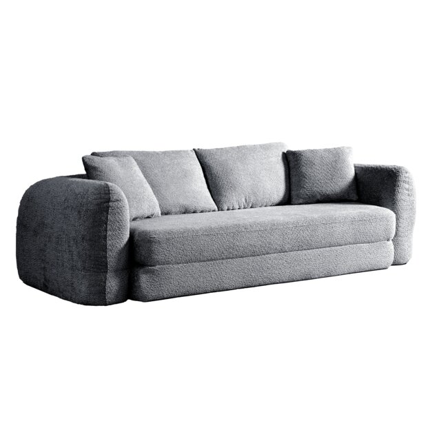 Indoor Pull‑Out Loveseat Sofa Bed with Lamb Fleece Fabric, 30D Foam