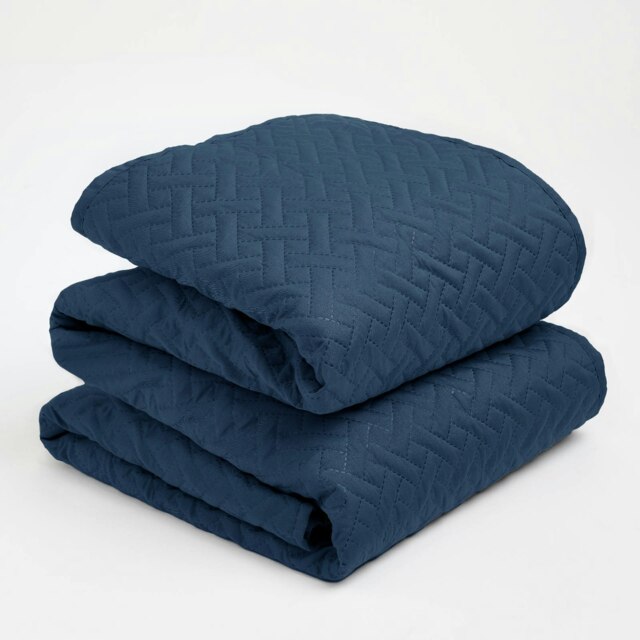 OHS Geo Pinsonic Quilted Blanket Bedspread, 150x200cm - Navy Blue