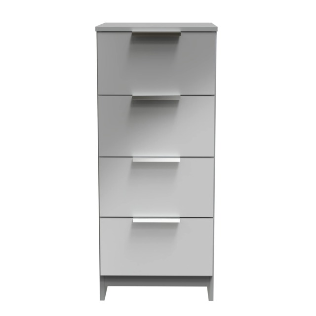 Dover 4 Drawer Bedside Cabinet in Uniform Grey & Dusk Grey (Ready Assembled) Grey Uniform Grey & Dusk Grey