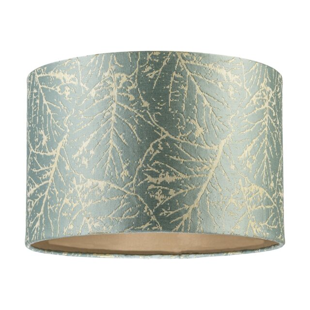 Abstract Botanical Motif Jacquard Fabric Lamp Shade in Silver Duck Egg