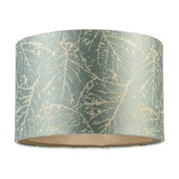 Abstract Botanical Motif Jacquard Fabric Lamp Shade in Silver Duck Egg