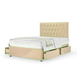 Natural Plush Velvet 4 Drawer Divan Base and Lona Headboard King Size